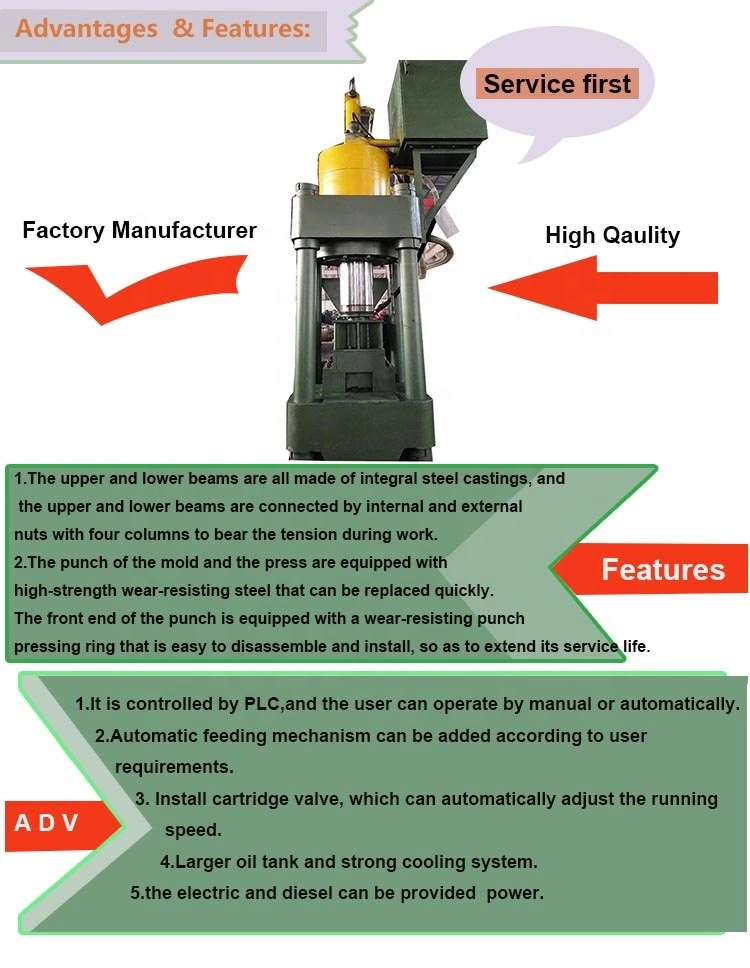 Vertical Fully Automatic Hydraulic Aluminum Press Cast Iron Briquetting Machine